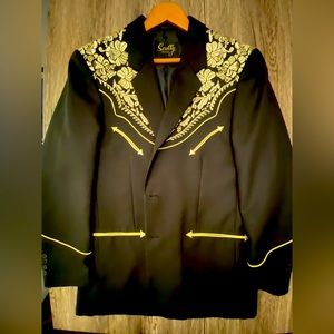 Scully men’s floral embroidered black blazer size 42